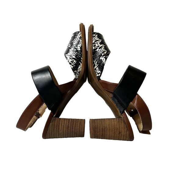 Naturalizer N5 Comfort Womens 8M Wood Heel Sandal Colorblock Sling Back Peep Toe - Picture 5 of 11